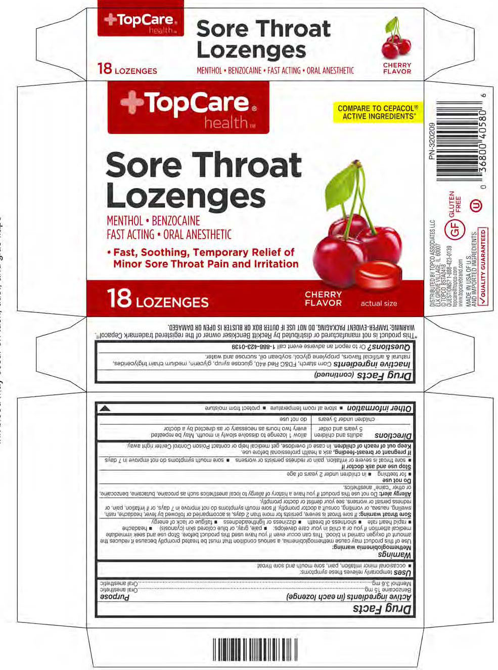 TopCare Cherry Benzocaine 18ct Lozenge