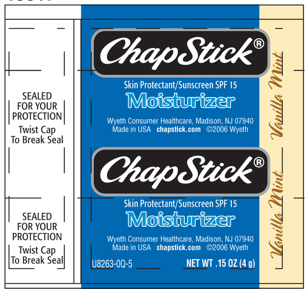ChapStick Moisturizer Vanilla Mint Stick Label