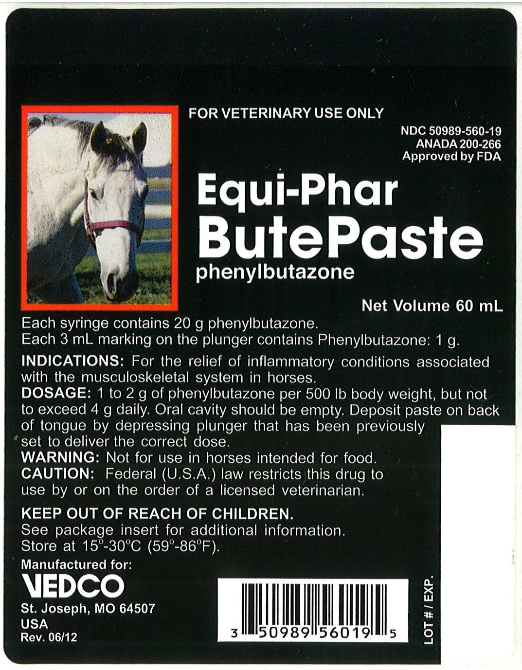 Vedco Equi-Phar Paste Label