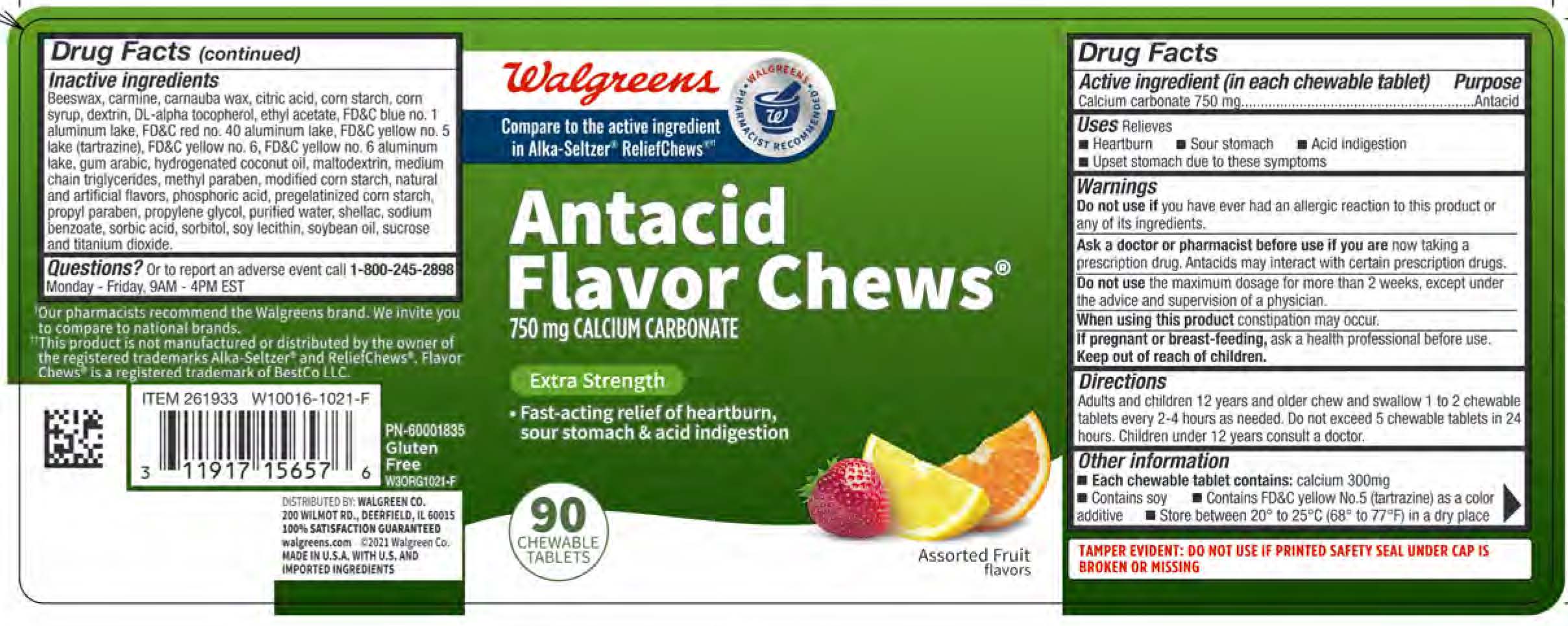 Walgreens Antacid Fruit Chews 90ct