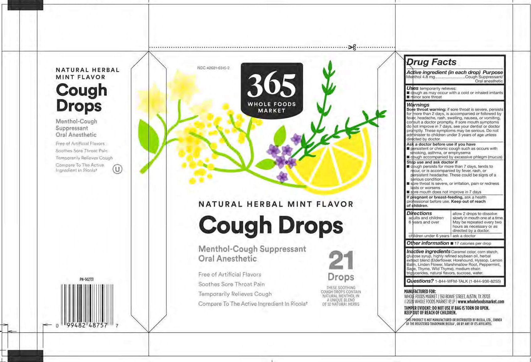 Whole Foods Herbal 21ct Cough Drops
