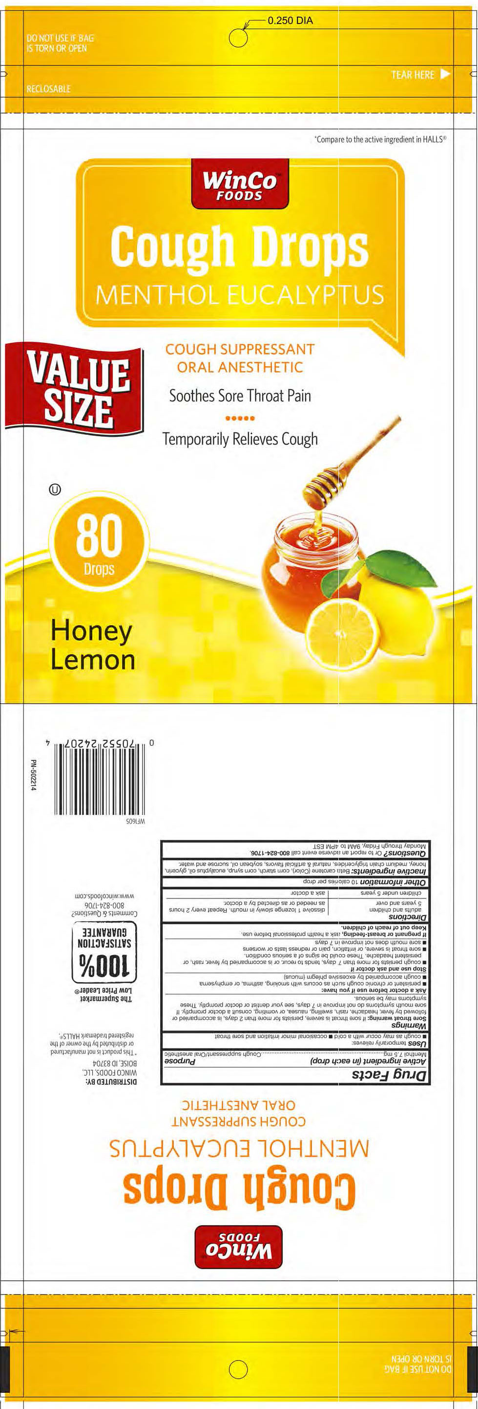 Winco Honey Lemon 80ct Cough Drops