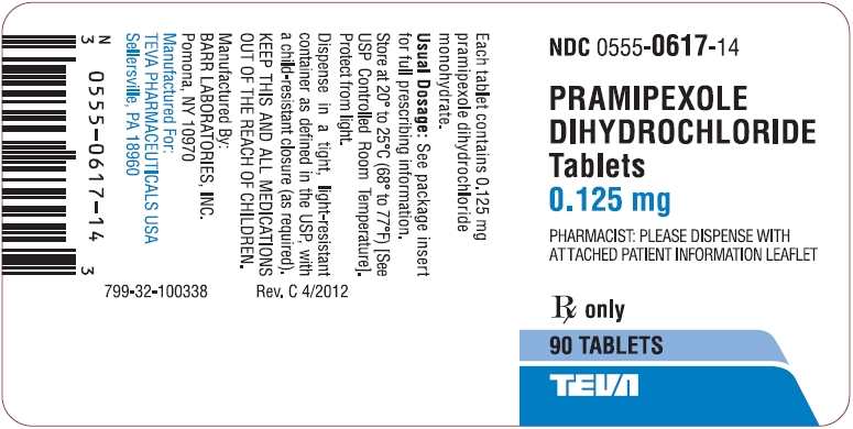 Pramipexole Dihydrochloride Tablets 0.125 mg 90s Label