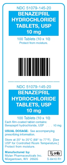 Benazepril Hydrochloride 10 mg Tablets Unit Carton Label