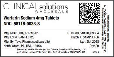 Warfarin 4mg tablet 30 count blister card