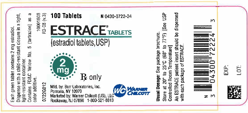 ESTRACE Tablets- 100 tablets. 2 mg