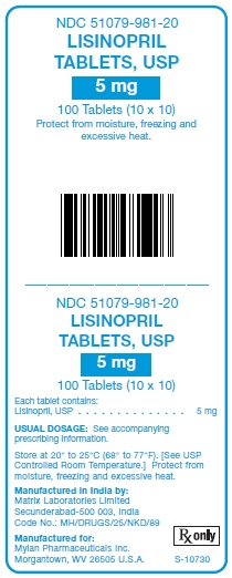 Lisinopril 5 mg Tablets Unit Carton Label