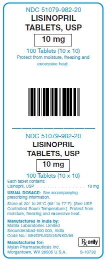 Lisinopril 10 mg Tablets Unit Carton Label