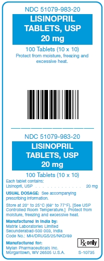 Lisinopril 20 mg Tablets Unit Carton Label