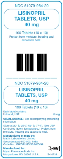 Lisinopril 40 mg Tablets Unit Carton Label