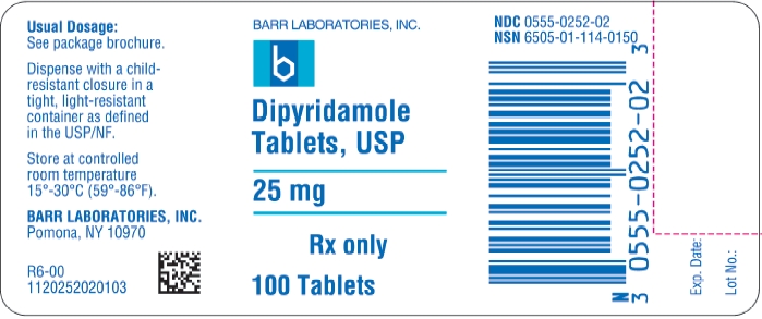 Dipyridamole Tablets USP 25 mg 100s Label