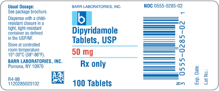Dipyridamole Tablets USP 50 mg 100s Label