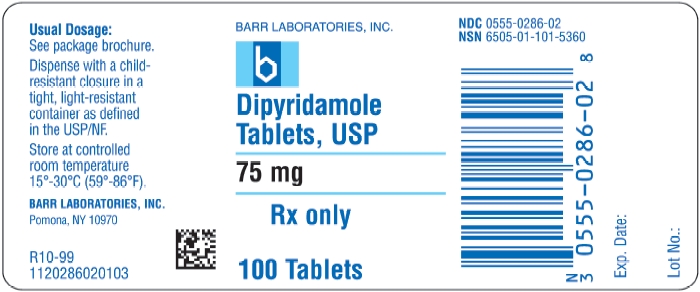 Dipyridamole Tablets USP 75 mg 100s Label