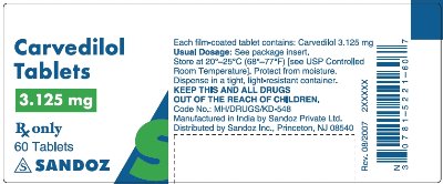 Carvedilol Tablets 3.125 mg 60s 