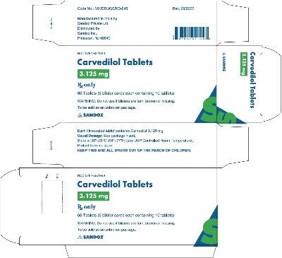 Carvedilol Tablets, 3.125mg  Carton 