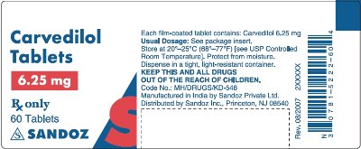 Carvedilol Tablets, 6.25 mg 60s