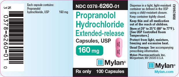 Propranolol Hydrochloride Extended-release Capsules, USP 160 mg Bottle Label