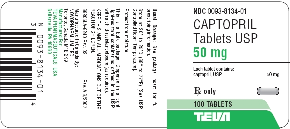 Captopril Tablets USP 50 mg 100s Label