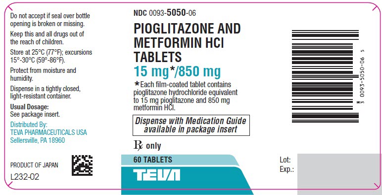 SPL-pioglitazone-metformin-TEVA-SPL 60count 15mg-850mg
