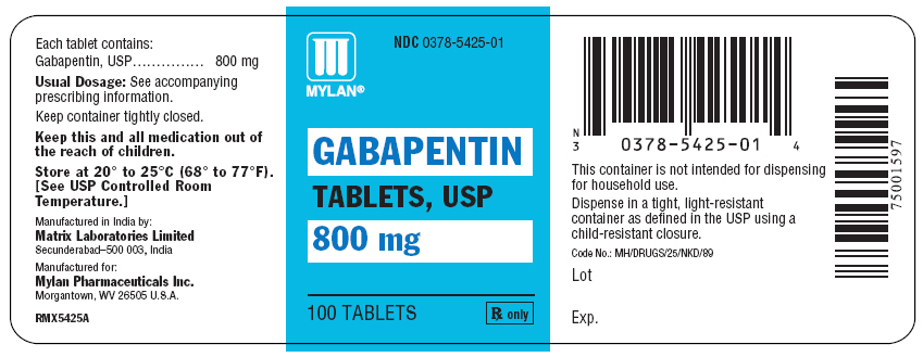 Gabapentin 800 mg in bottles of 100
