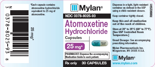 Atomoxetine Hydrochloride Capsules 25 mg Bottles