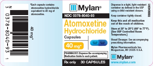 Atomoxetine Hydrochloride Capsules 40 mg Bottles