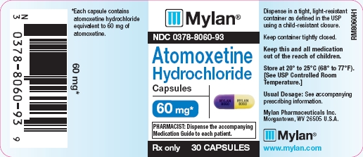 Atomoxetine Hydrochloride Capsules 60 mg Bottles