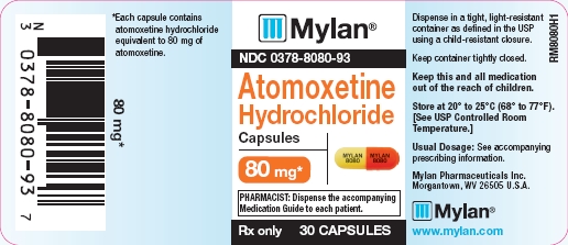 Atomoxetine Hydrochloride Capsules 80 mg Bottles