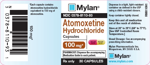 Atomoxetine Hydrochloride Capsules 100 mg Bottles