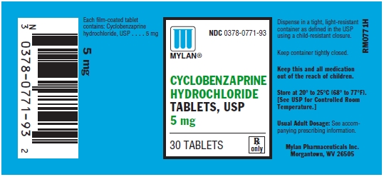 Cyclobenzaprine Hydrochloride Tablets 5 mg Bottles
