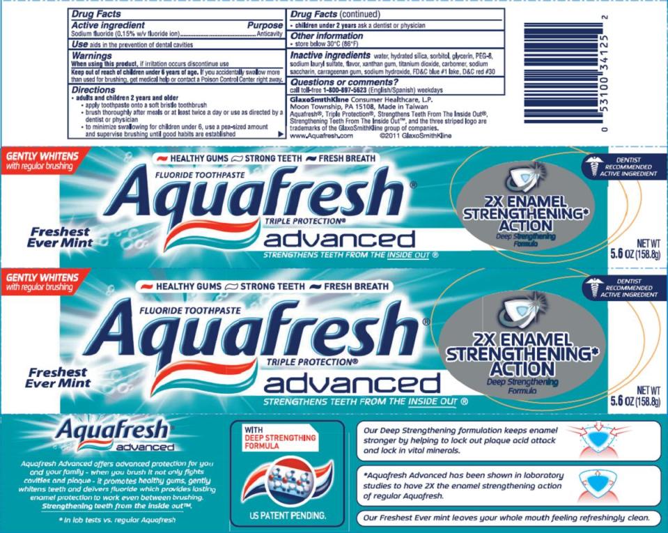 Aquafresh Advanced 2x Enamel carton