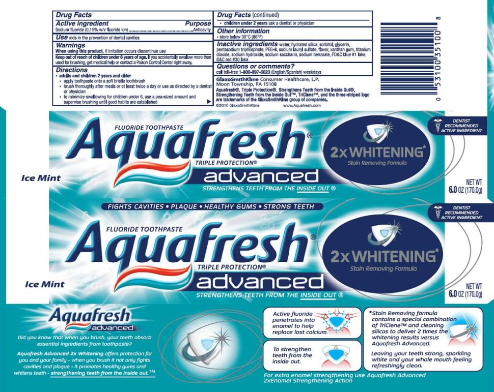Aquafresh Advanced 2x Whitening carton