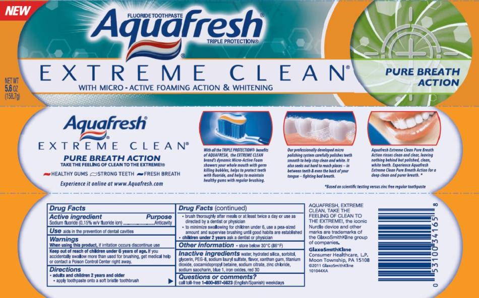 Aqufresh Extreme Clean Pure Breath Action carton