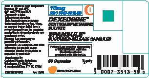 10 mg, 90-capsule Dexedrine bottle label