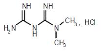 Structural formula of Metformin Hydrochloride