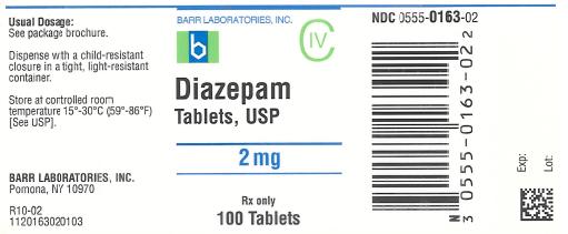 Diazepam Tablets USP 2 mg 100s Label