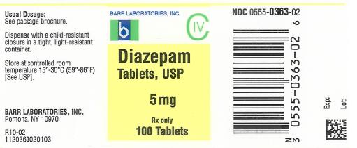 Diazepam Tablets USP 5 mg 100s Label