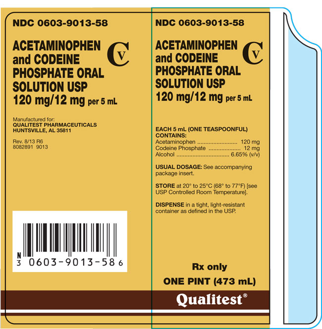 This is an image of the 16 oz label of Acetaminophen and Codeine Phosphate Oral Solution USP 120 mg/12 mg per 5 mL.
