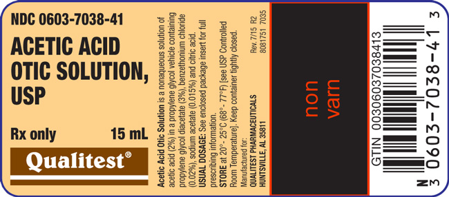 This is an image of the label for Acetic Acid Otic Solution, USP 15mL