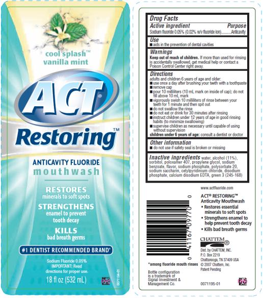 PRINCIPAL DISPLAY PANEL
ACT Restoring Anticavity Fluoride Mouthwash Cool Splash Vanilla Mint