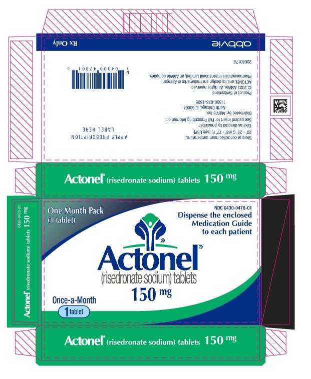 NDC 0430-0478-01
One Month Pack
(1 tablet)
Dispense the enclosed 
Medication Guide
 to each patient
Actonel®
(risedronate sodium) tablets
150 mg
Once-a-Month
1 tablet
