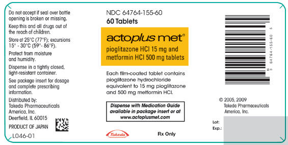 PRINCIPAL DISPLAY PANEL 15 mg / 500 mg 60 Tablet Bottle