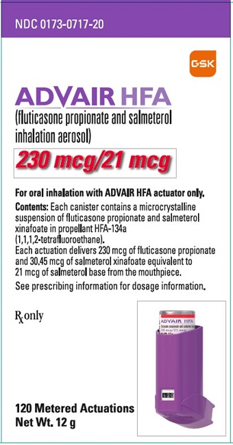 Advair HFA 230 mcg-21 mcg 120 dose carton