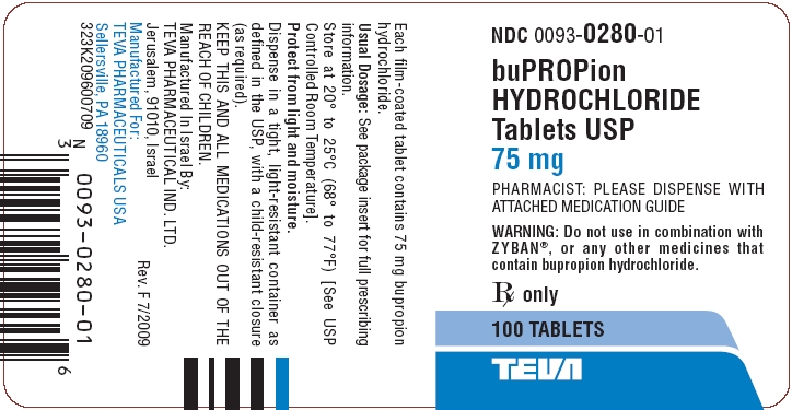 Bupropion Hydrochloride Tablets USP 75 mg 100s Label