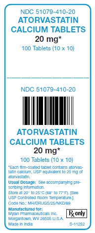 Atorvastatin Calcium 20 mg Tablets Unit Carton Label