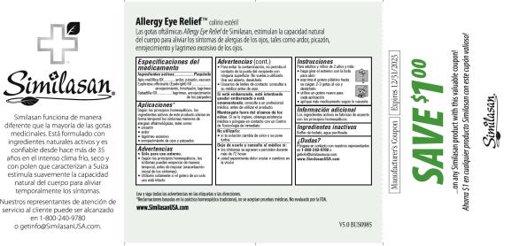 Similasan
Allergy Eye Relief
colirio esteril
Spanish Label 