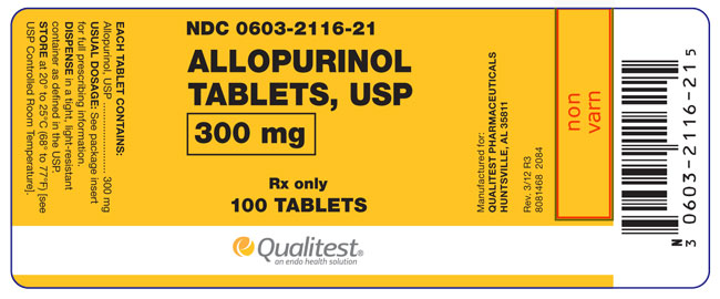 This is an image of the label for the Allopurinol Tablets, USP 300 mg.