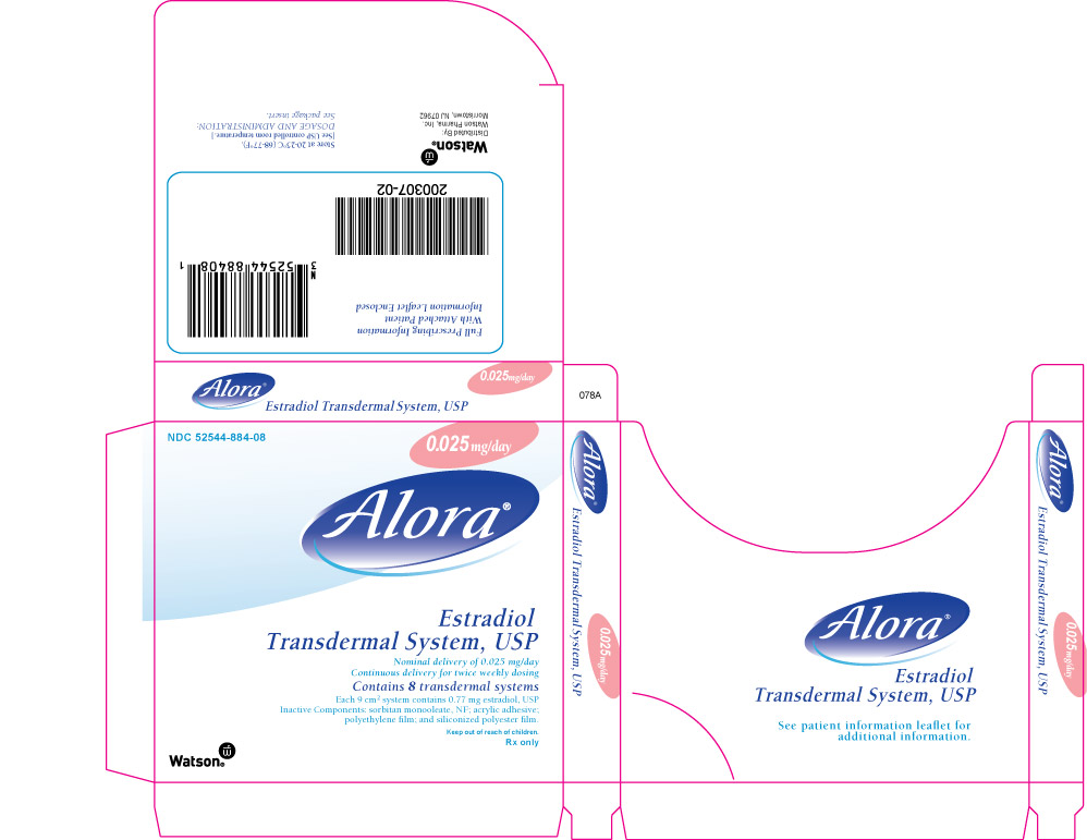 Alora®Estradiol Transdermal System, USP NDC 52544-884-08 Carton of 8 systems 0.025 mg/day