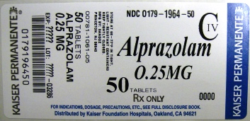 Alprazolam 0.25 mg Label-Bottle of 50's