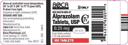 Image of the Alprazolam Tablets, USP 0.25 mg 100 Tablets label